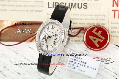 AF Clone Cartier Baignoire Swiss Quartz Movement Silver Dial Diamond Bezel 